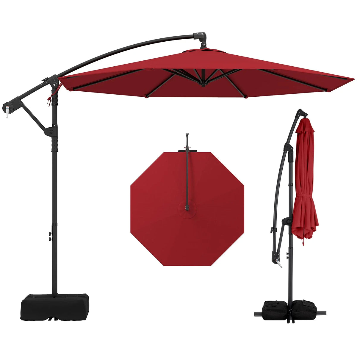 Tangkula 10ft Patio Umbrella with Base Included with 360 Degree Rotation