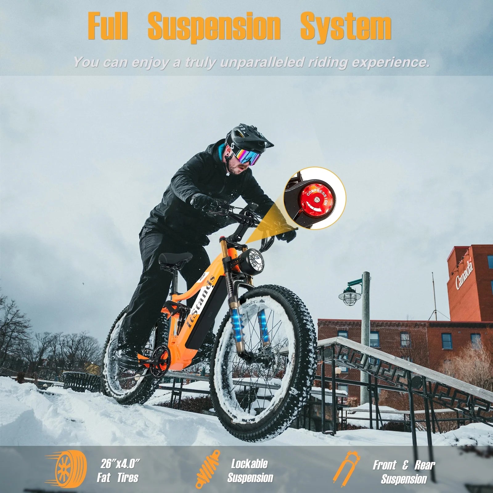 Electric Bike for Adults 26'', 1000W E - Mountain Bike 48V 30/20ah UL2849 Removable Battery, Fat Tire Ebike up to 30MPH Off Road Beach Snow Electric Bicycles Full Suspension & Dual Hydraulic Disc Brakes