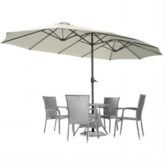 AECOJOY 15x9ft Double-Sided Patio Umbrella, Ivory