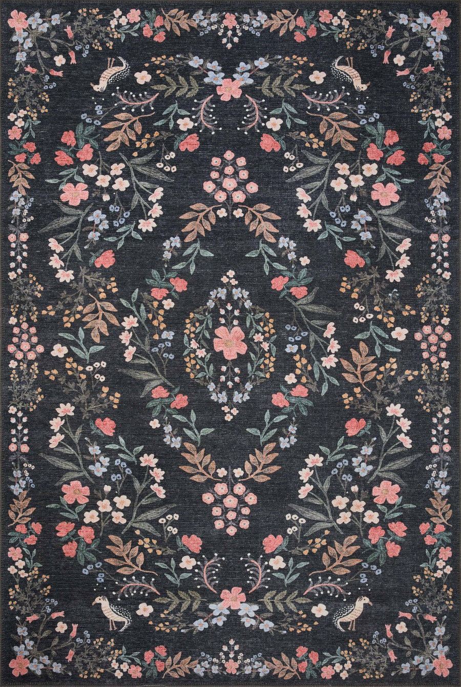 Rifle Paper Co. x Loloi Maison Collection MAO-04 Tuileries Black 18" x 18" Sample Rug
