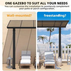 AECOJOY 14' x 10' Gazebo for Patio, Hard Top Lean to Gazebo Pergola Carport