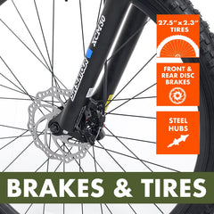 Ozark Trail 27.5" Vibe Mountain Bike, Medium Frame, Black, Adult, Unisex