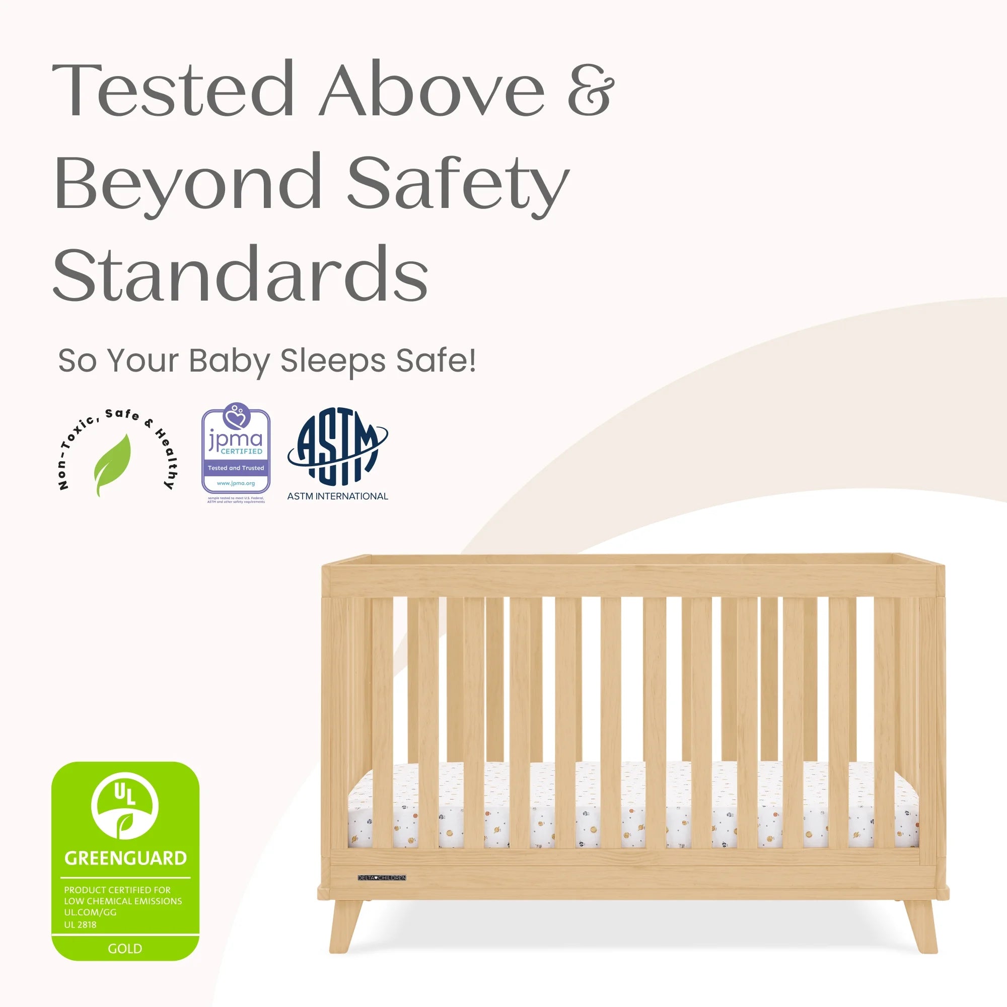 Delta Children Frankie 4 - in - 1 Convertible Crib - Greenguard Gold Certified, Black with Natural