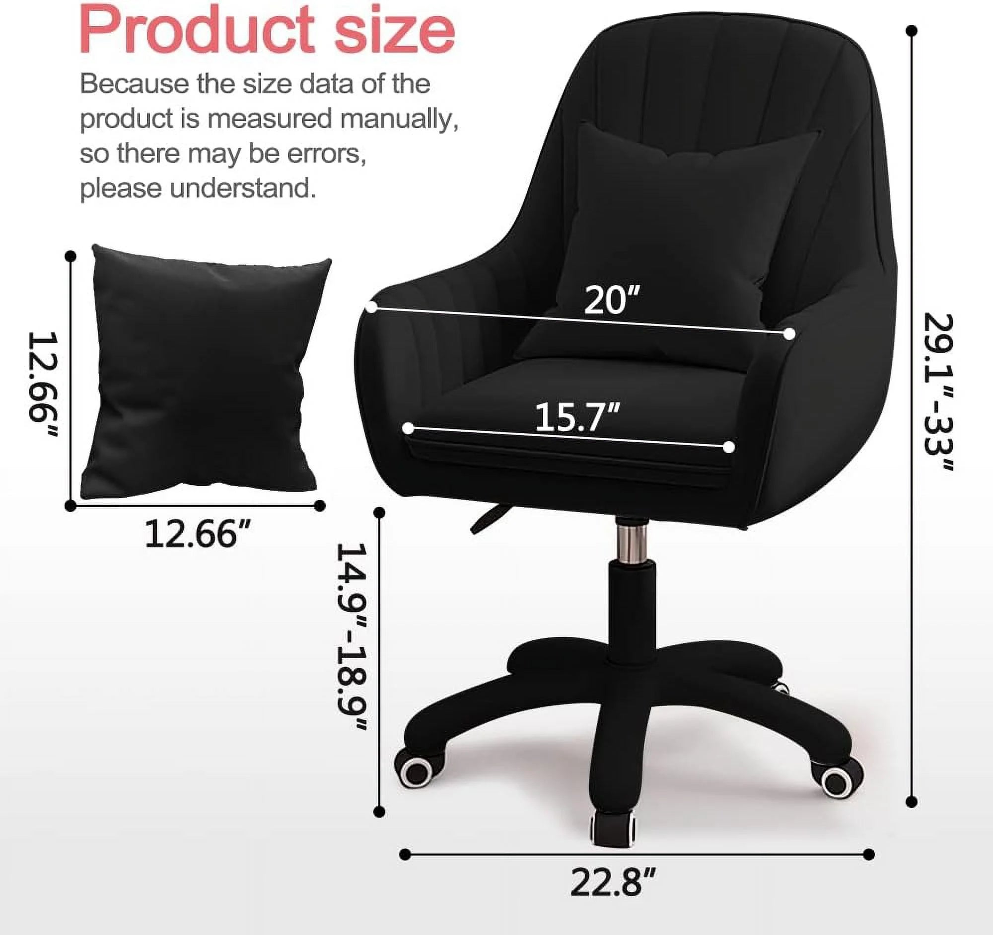 Home Office Chair Computer Chair with Mid - Back Upholstered Modern Tufted Computer Task Chair Swivel Height Adjustable Velvet Accent Chair.white