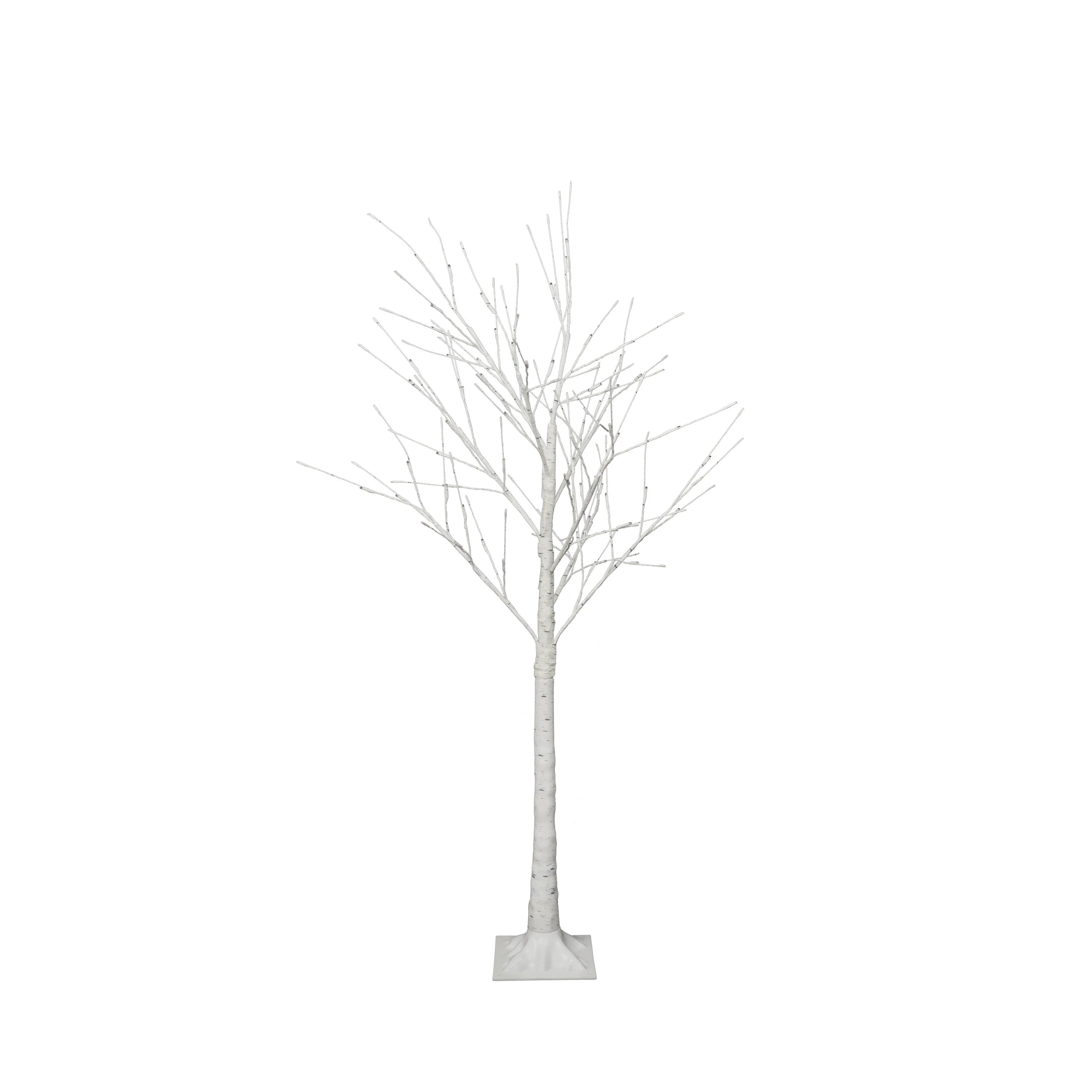 AECOJOY Set of Lighted Birch Tree, 4FT/5FT/6FT LED Artificial Tree with Warm White Lights, Christmas Tree for Decoration