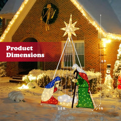Tangkula 6 FT Christmas Lighted Nativity Scene Set, Pre-Lit Xmas Scene with 240 LED Lights