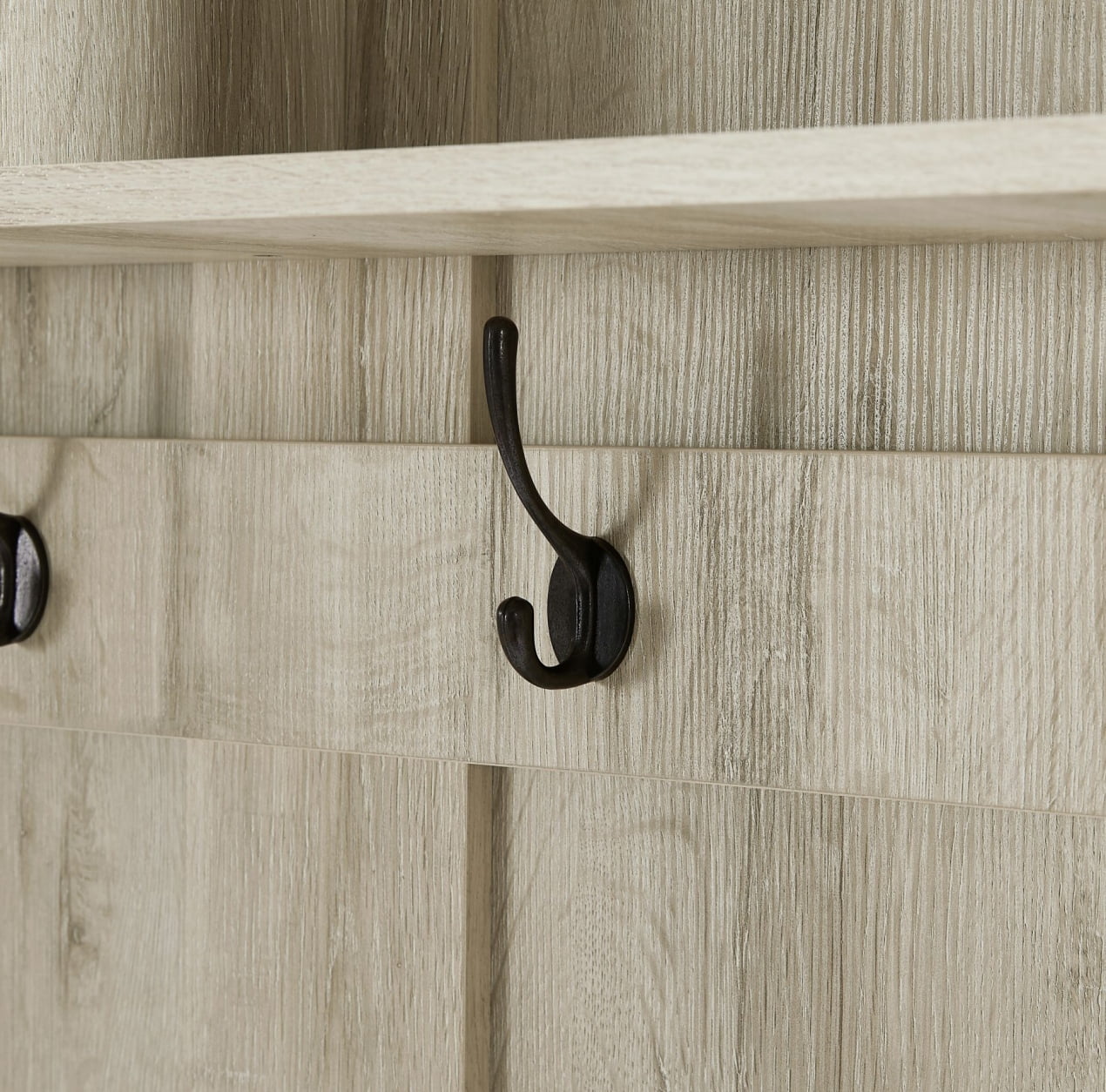 Entryway Hall Tree with Storage Bench, Wooden Coat Rack with Sponge Pad and 4 Dual Hooks, Storage Shelf Organizer with 2 - Door Cabinet for Entryway, Bedroom, Easy to Assemble