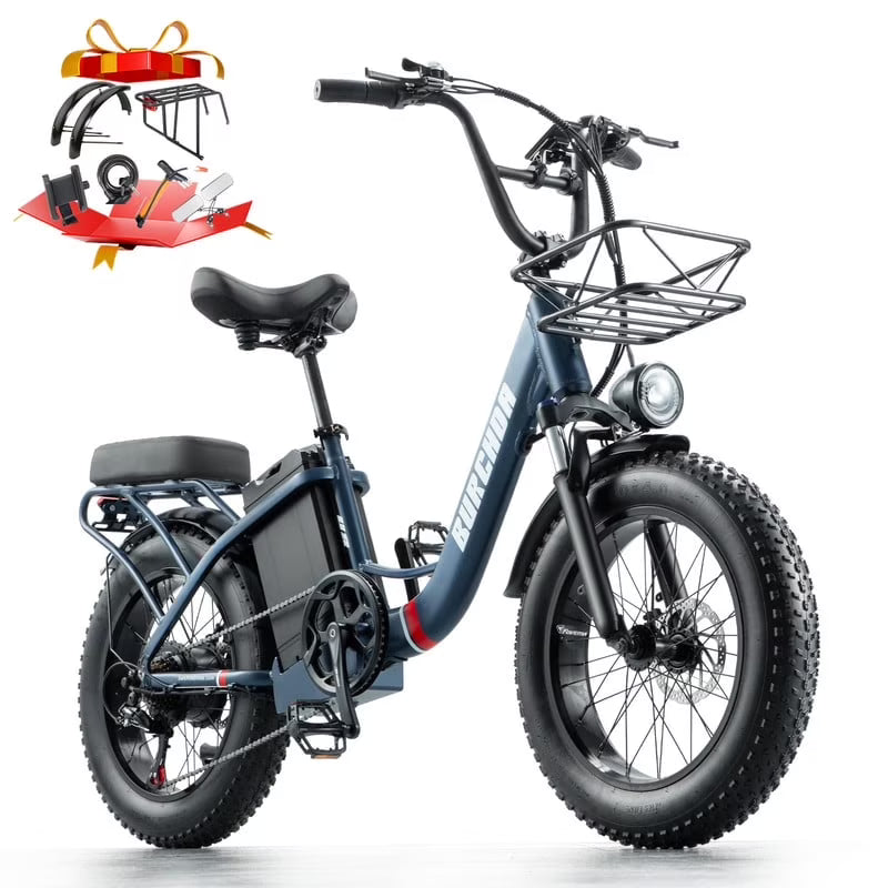 Electric Bike for Adults 20'', 800W UL2849 48V 32AH 110miles Long Range Ebike up to 30mph Full Suspension E - Mountain Bike 4.0 Fat Tire Off - Road, 2 Seats Outdoor Dual Disc Brakes Electric Bicycle
