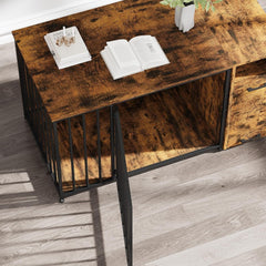 AECOJOY Dog Crate Furniture with Storage Cabinet, 42 Inch Wooden & Steel Decorative Indoor Kennel, Pet Cage End Table