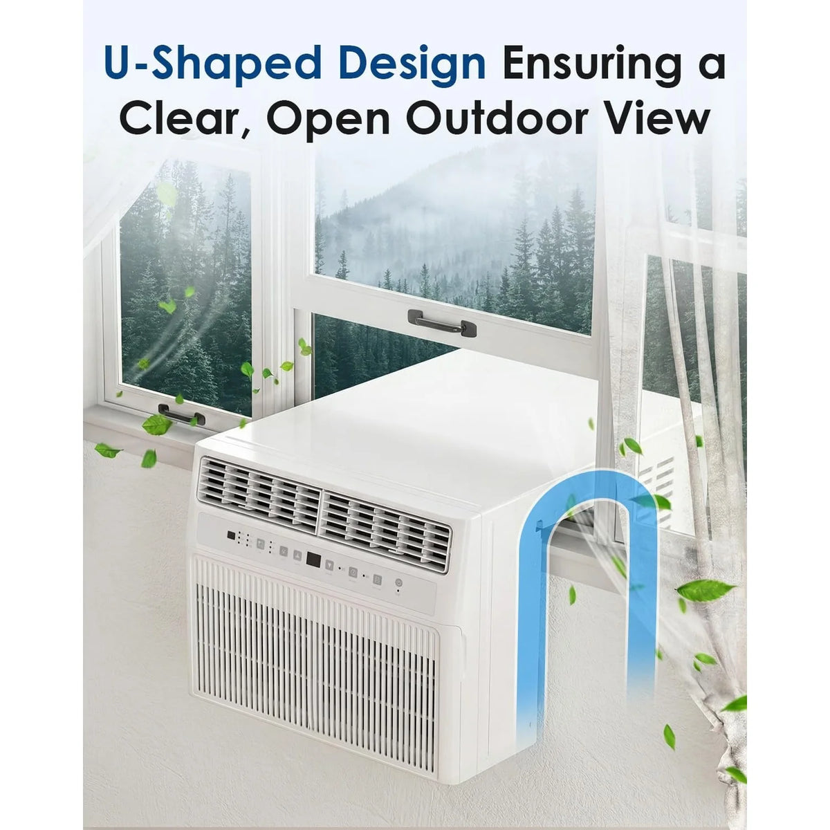 AECOJOY U-Shaped Window Air Conditioner 12,000 BTU AC Unit with Full Window View, Cools 350 Sq. Ft.
