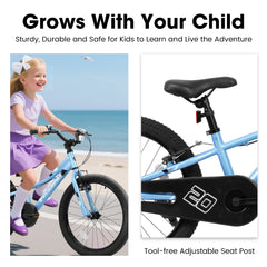 Ambifirner 20 in BMX Style Bike, Hi - Ten Carbon Steel Frame with Front V - Brake & Rear Coaster Brake, Easy Assembly, Adjustable Seat for Learning Riders (Blue)