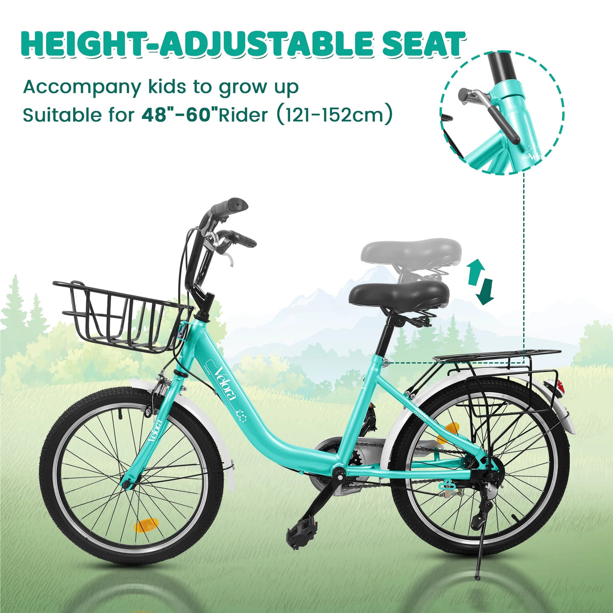 20 in Kids Bike for Boys & Girls Age 5 - 10, Children'S Bicycle with Front Basket & Rear Rack, Commuter Bike for School & Leisure