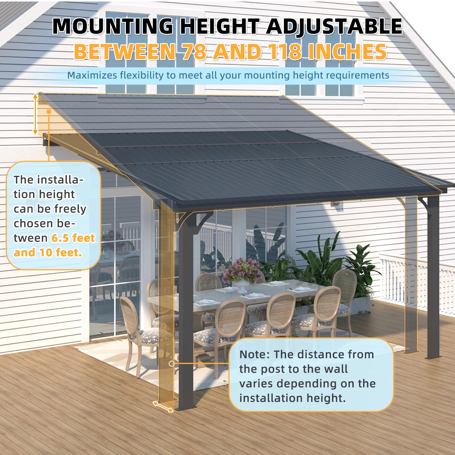 AECOJOY 12x10 Outdoor Hardtop Gazebo Adjustable Height (6.5-9.8Ft) Pergola for Patio
