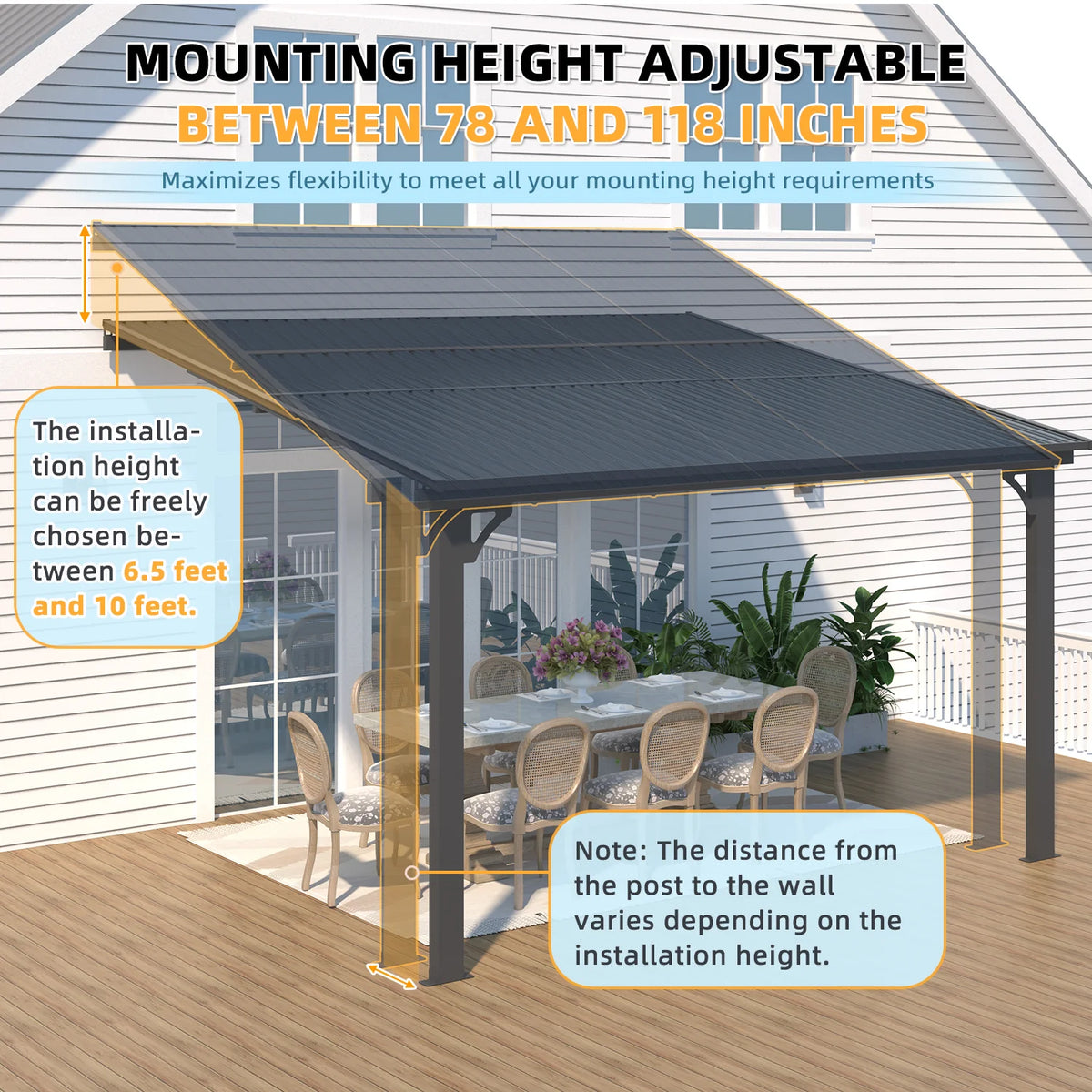 AECOJOY 12x10 Outdoor Hardtop Gazebo Adjustable Height (6.5-9.8Ft) Pergola for Patio