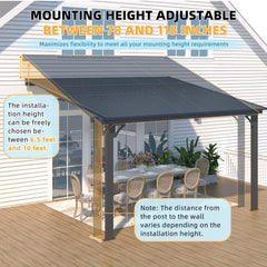 AECOJOY 12x10 Outdoor Hardtop Gazebo Adjustable Height (6.5-9.8Ft) Pergola for Patio