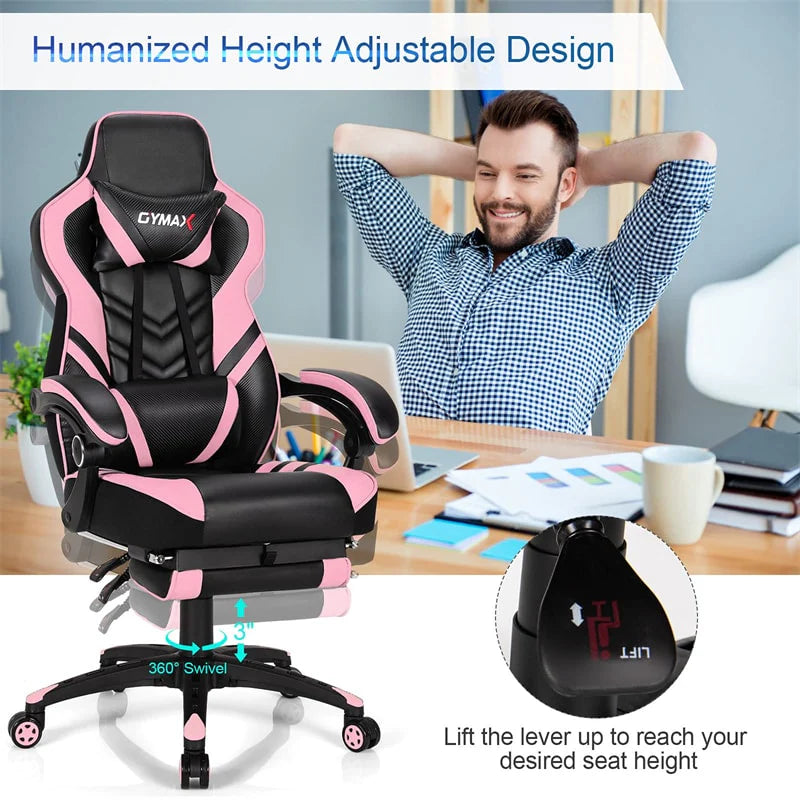 Ergonomic Gaming Chair Recliner with Footrest, Linkage Armrests & Lumbar Support, Big Wide High Back Swivel Video Gaming Office Computer Chair