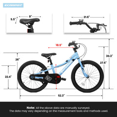 Ambifirner 20 in BMX Style Bike, Hi - Ten Carbon Steel Frame with Front V - Brake & Rear Coaster Brake, Easy Assembly, Adjustable Seat for Learning Riders (Blue)