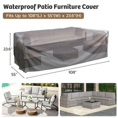 AECOJOY 7 Piece Outdoor Patio Furniture Set with Waterproof Cover, Brown & Beige