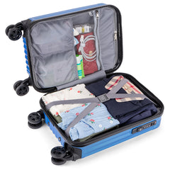 Personal Item Suitcase 18x14x8 Inches Hardside Built in TSA Lock & USB Port Lightweight Luggage with Removable Silent Wheels Underseat Carry - on Bag for Spirit and Frontier and More (Blue)
