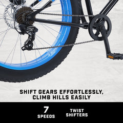 26" Mongoose Dolomite Mens Fat Tire Bike, 7 Speeds, Adults Age 13+, Black
