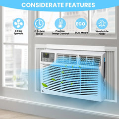 M Optimized 12000BTU Window Air Conditioner with Wi - Fi Enabled, Remote Control, Air Conditioner Window Unit Cooling up to 550sq.ft, 115V Window Ac Units for Rooms, Dehumidifier, Fan, Reusable Filter