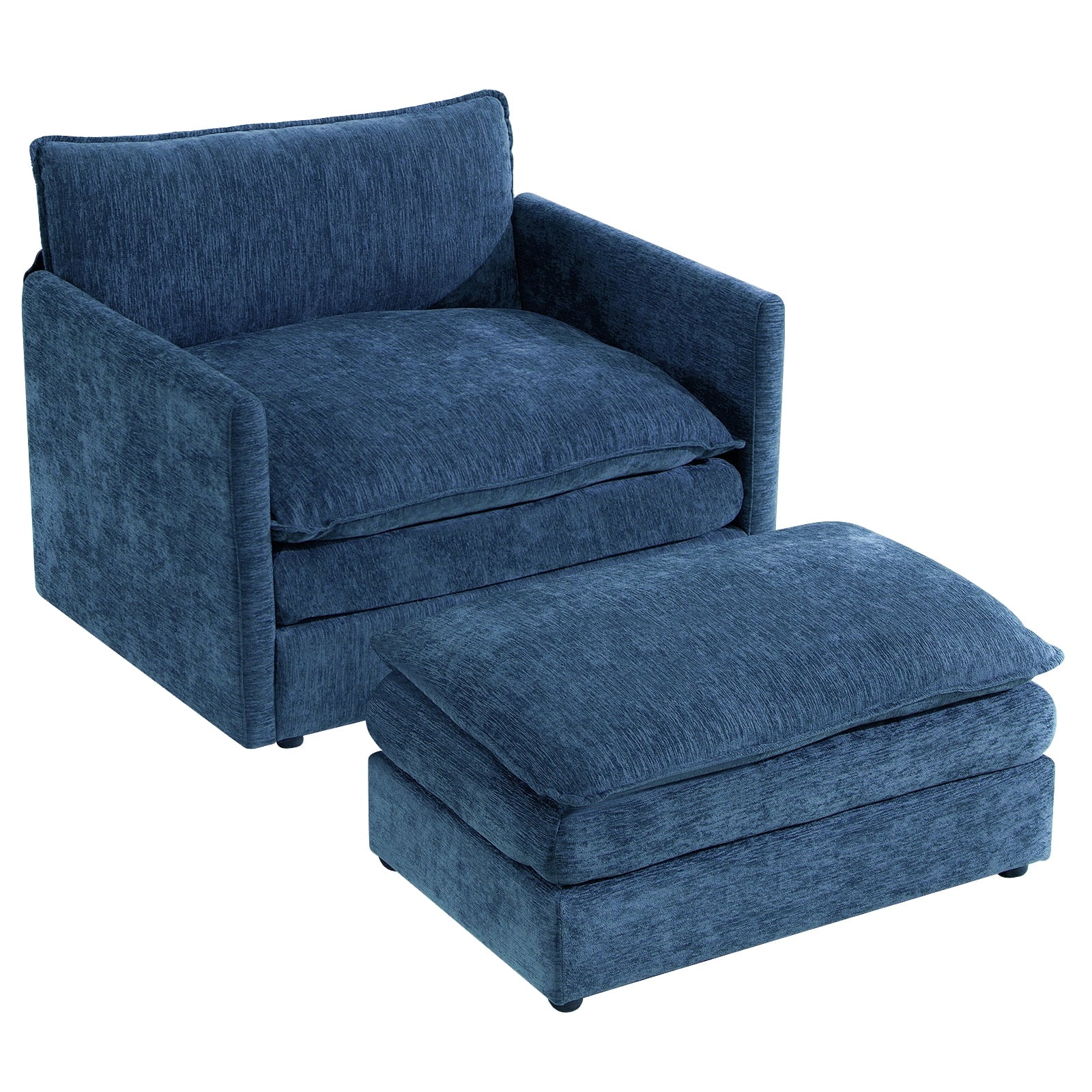Muumblus Oversized Lounge Chair with Ottoman, Cloud Accent Armchair for Living Room, Beige Chenille