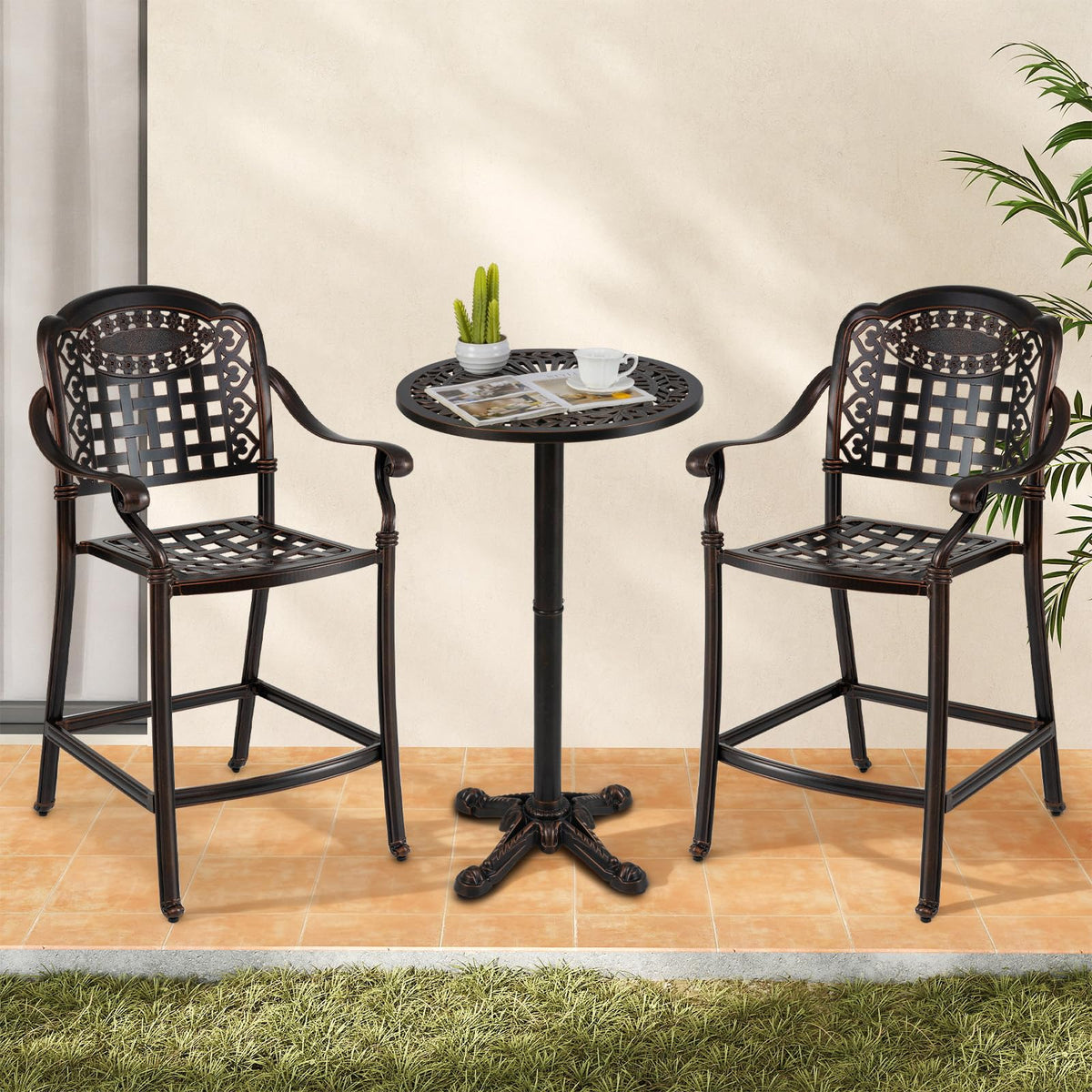 Tangkula 3 Piece Patio Bar Set