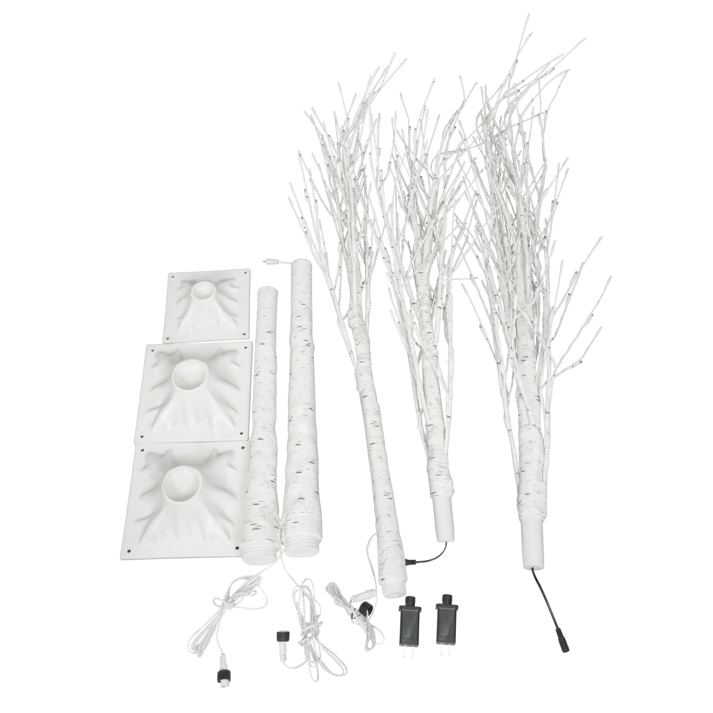 AECOJOY Set of Lighted Birch Tree, 4FT/5FT/6FT LED Artificial Tree with Warm White Lights, Christmas Tree for Decoration