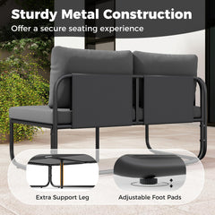Tangkula 4 Pieces Patio Furniture Set with Cushions and Tempered Glass Coffee Table