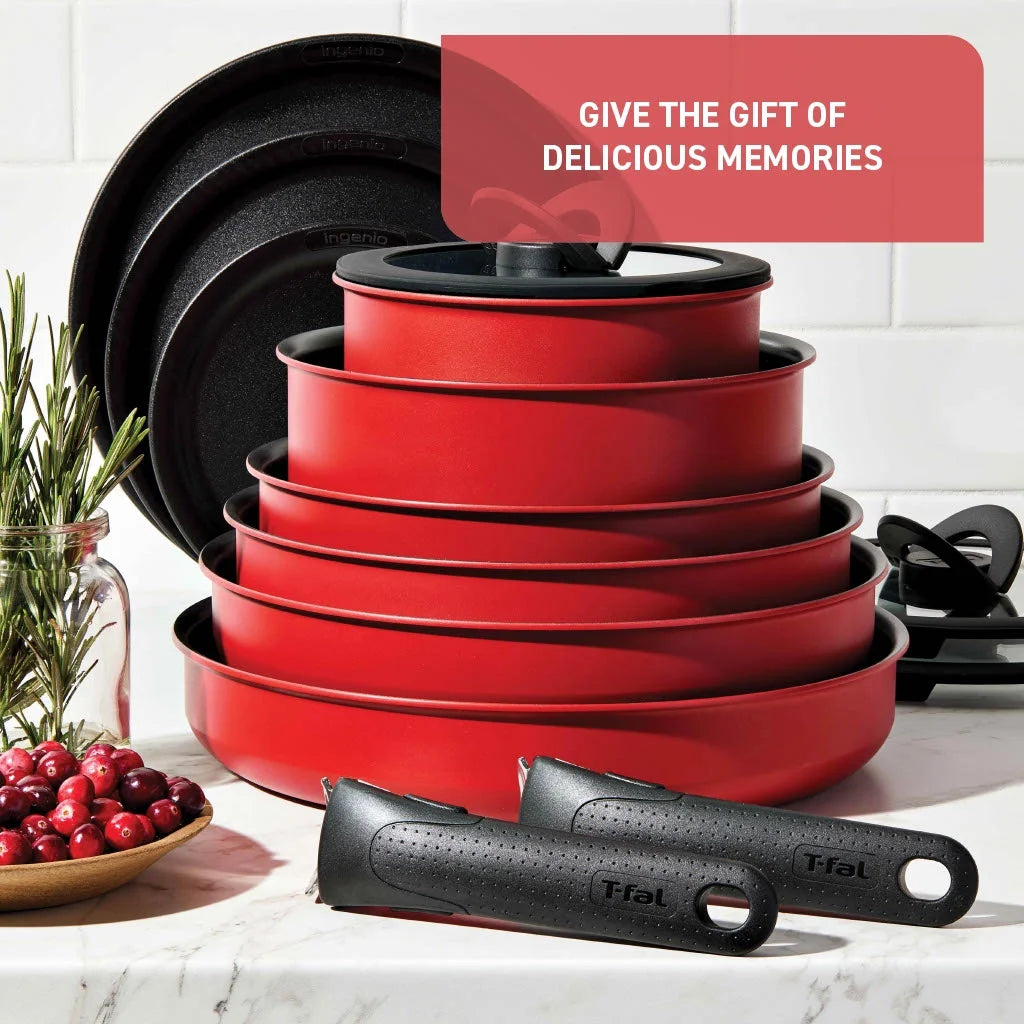 T - Fal Ingenio Expertise Nonstick 14 - Piece Cookware Set, Induction Oven Safe up to 500F, Detachable Handle, Onyx Black