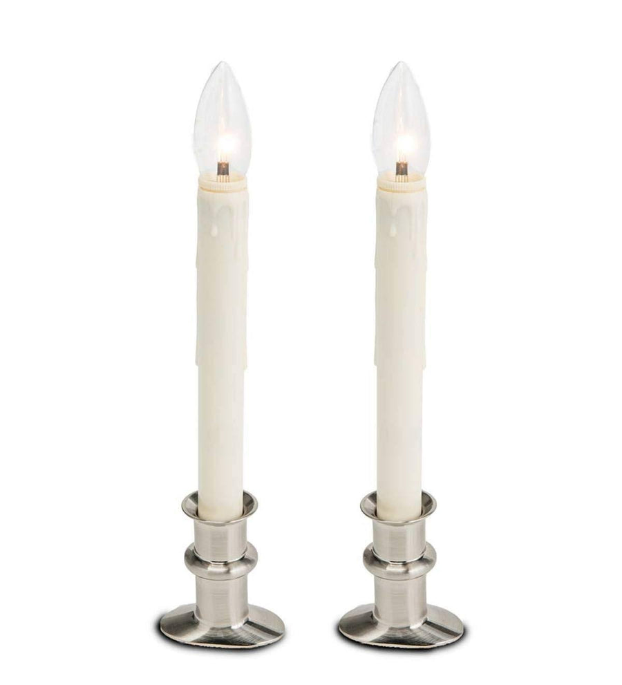 Plow & Hearth Adjustable Window Hugger Candles, Set of 2 - Pewter