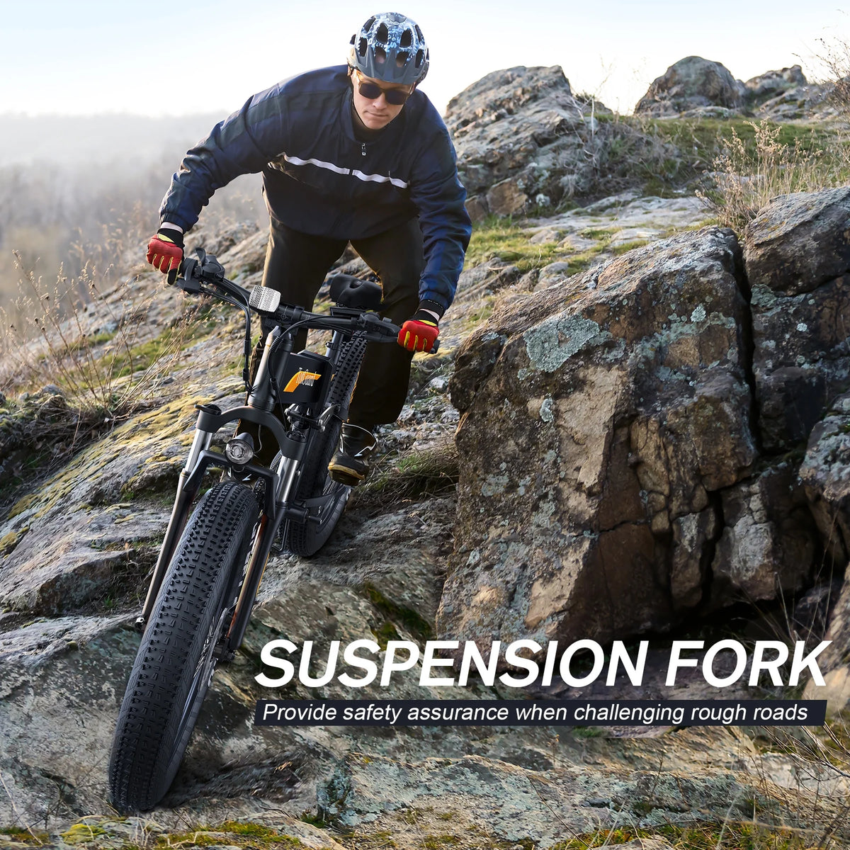 Totguard 26"x4" Electric Bike, Fat Tire 500W Ebike, Foldable Electric Bicycles E Bikes for Adults Electric 48V 10ah Battery, Dual Shock Absorber, Lockable Fork UL2849