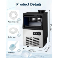 AECOJOY Commercial Ice Maker 90 lbs/24H, Stainless Steel Under Counter Ice Machine with 22 lbs Storage