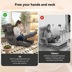 AECOJOY Floor Chair, Padded Folding Gaming Chair with 14-Level Adjustable Backrest, Portable Lazy Sofa