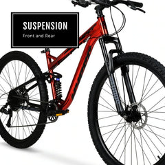 29" Hyper Explorer Dual Suspension Mountain Bike, Adults Age 13+, Red
