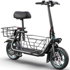 KEESTP Electric Bike with Basket for Pet, 3 Riding Modes Foldable Electric Scooter for Adults - up to 20 Miles 18.6MPH