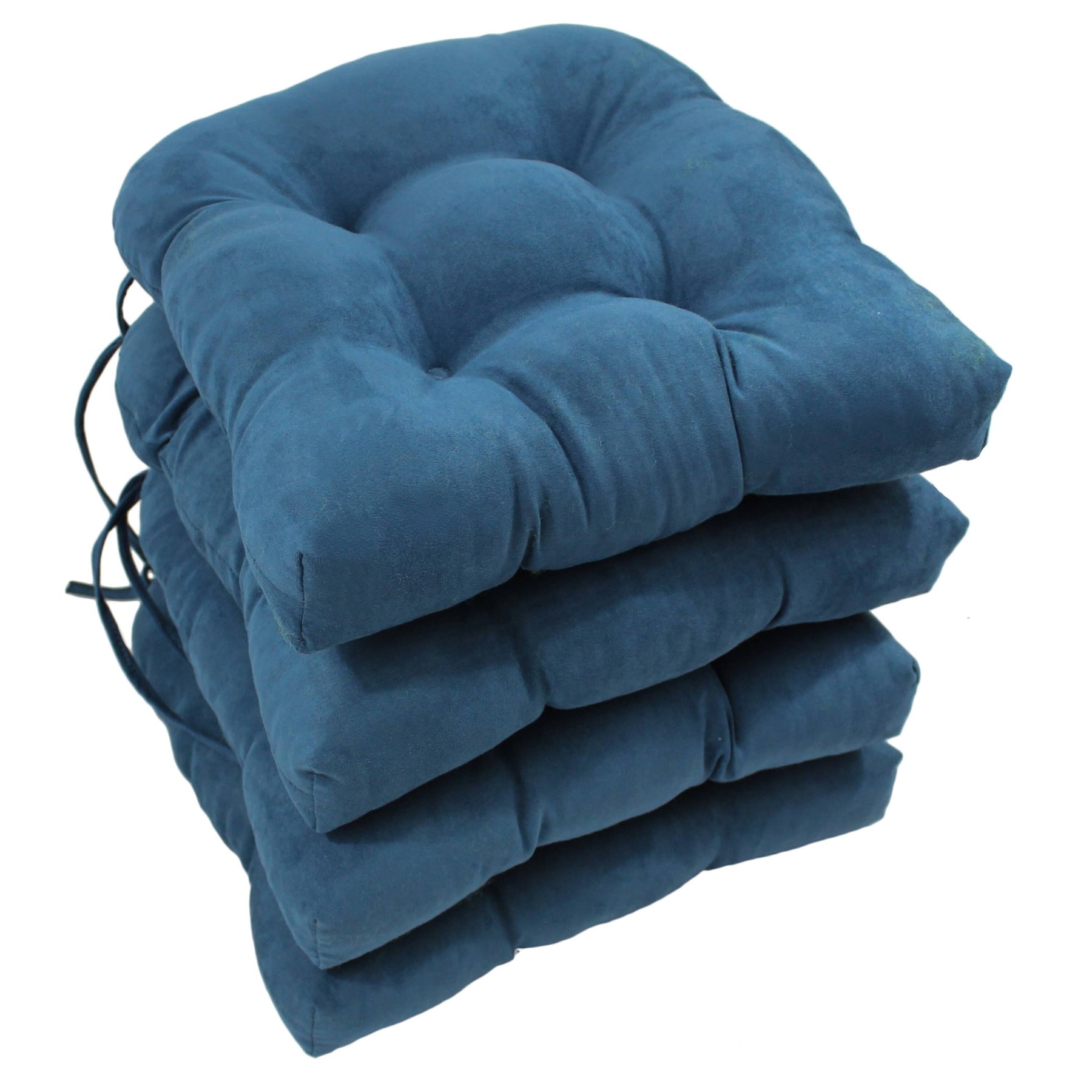 Blazing Needles16-inch U-Shaped MicroSuede Chair Cushions (Set of 4) Indigo