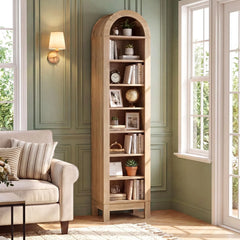 Tangkula 71" Tall Arched Bookcase for Living Room