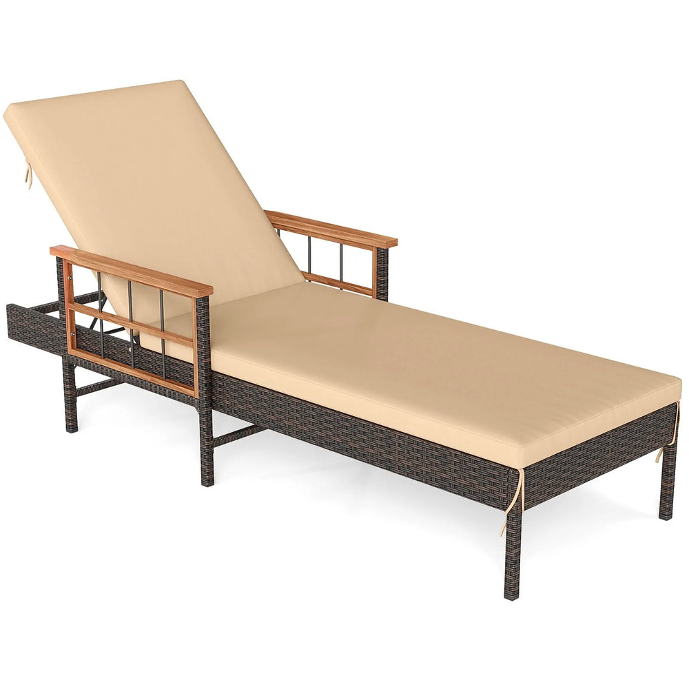 Tangkula Lounge Chair Outdoor with Soft Cushions for Outside