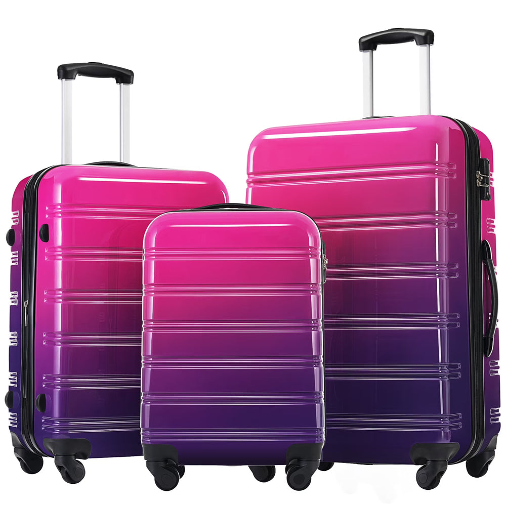 3 Piece Luggage Sets, Hard Shell Suitcase 20/24/28 in with TSA Lock and Spinner Wheels, Expandable Lightweight Travel Luggage for Men Women, Multicolor Purple