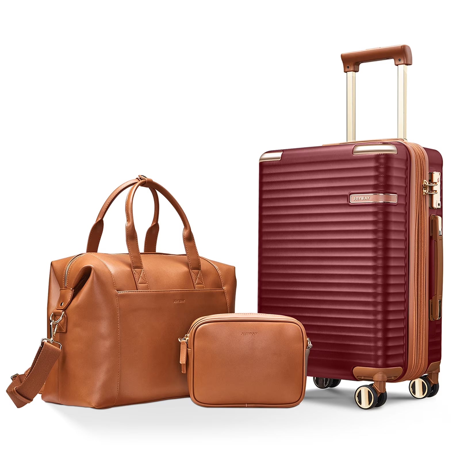 Joyway 3 - Piece Carry - on Luggage Set with Swivel TSA Lock and Leather Carry Bag