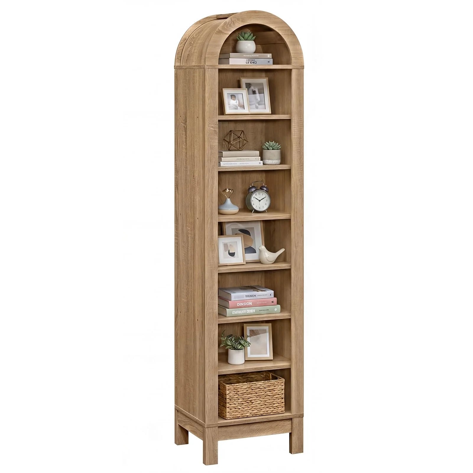 Tangkula 71" Tall Arched Bookcase for Living Room