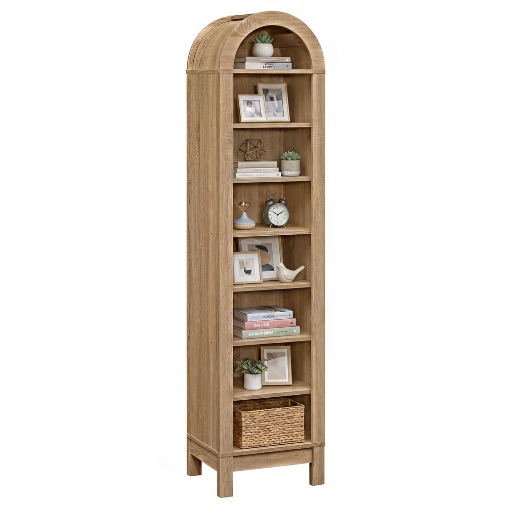 Tangkula 71" Tall Arched Bookcase for Living Room
