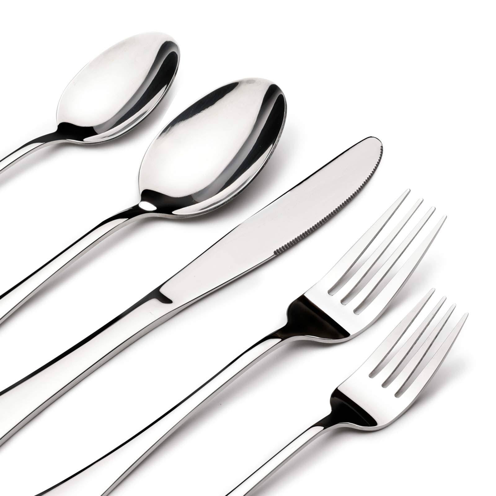 Acnusik Stainless Steel Flatware Service for 8, Utensils Cutlery Including Knife 40 Piece Silverware Set, Silver