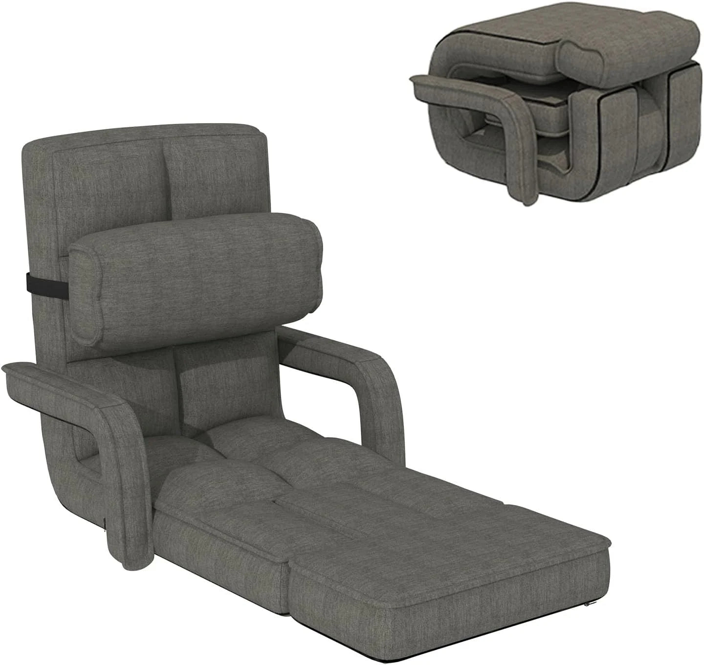AECOJOY Floor Chair, Padded Folding Gaming Chair with 14-Level Adjustable Backrest, Portable Lazy Sofa