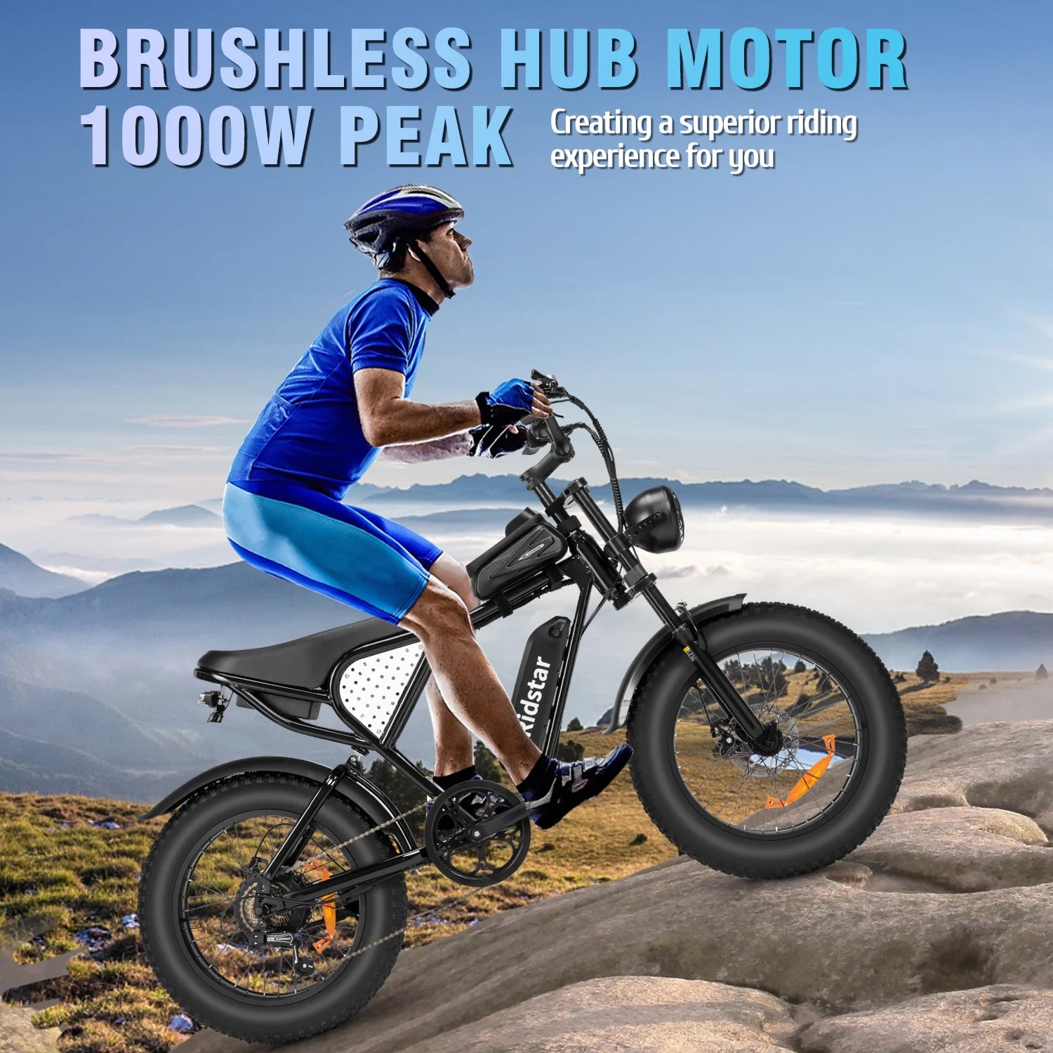Ridstar 1500W Electric Bike for Adults, 33MPH 48V 20ah Electric Bicycle, 20" Fat Tire Full Suspension Mountain Bike UL2849