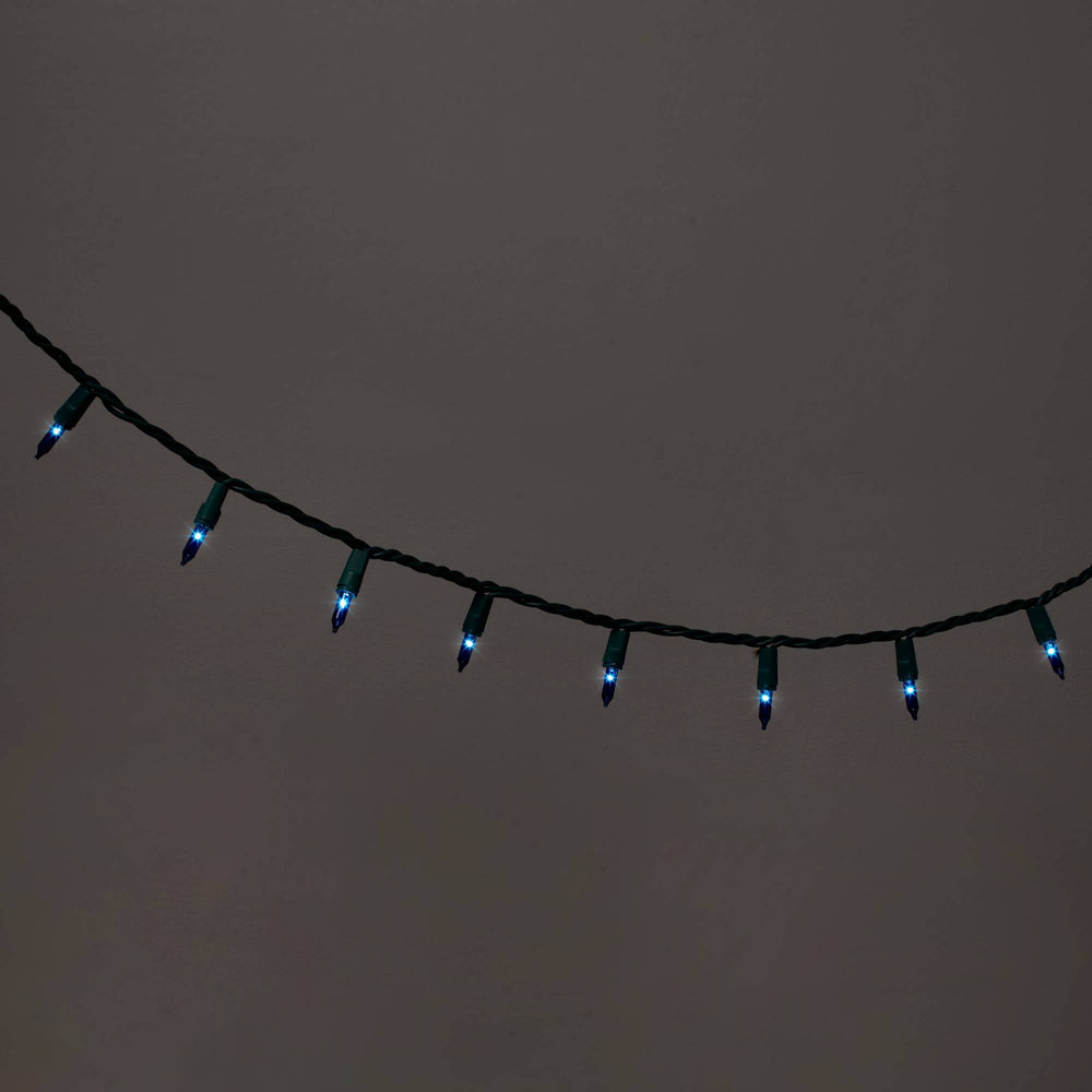 100ct Incandescent Smooth Mini Christmas String Lights Blue with Green Wire - Wondershop