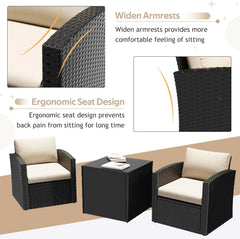 AECOJOY 7 PCS Outdoor Patio Furniture Sets with 2 Storage Boxes, Black & Beige