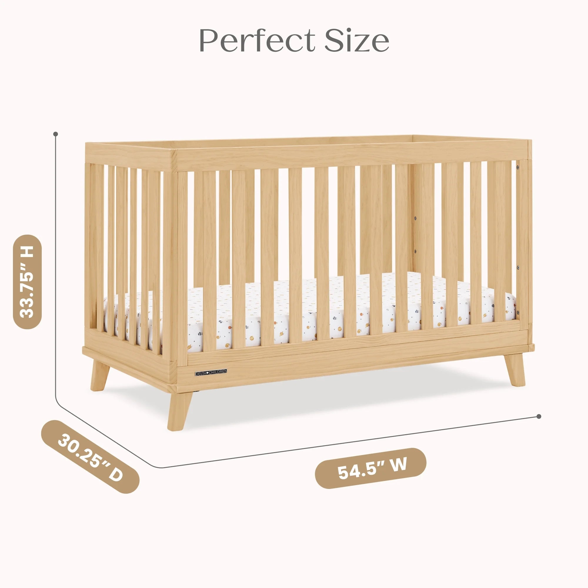 Delta Children Frankie 4 - in - 1 Convertible Crib - Greenguard Gold Certified, Black with Natural