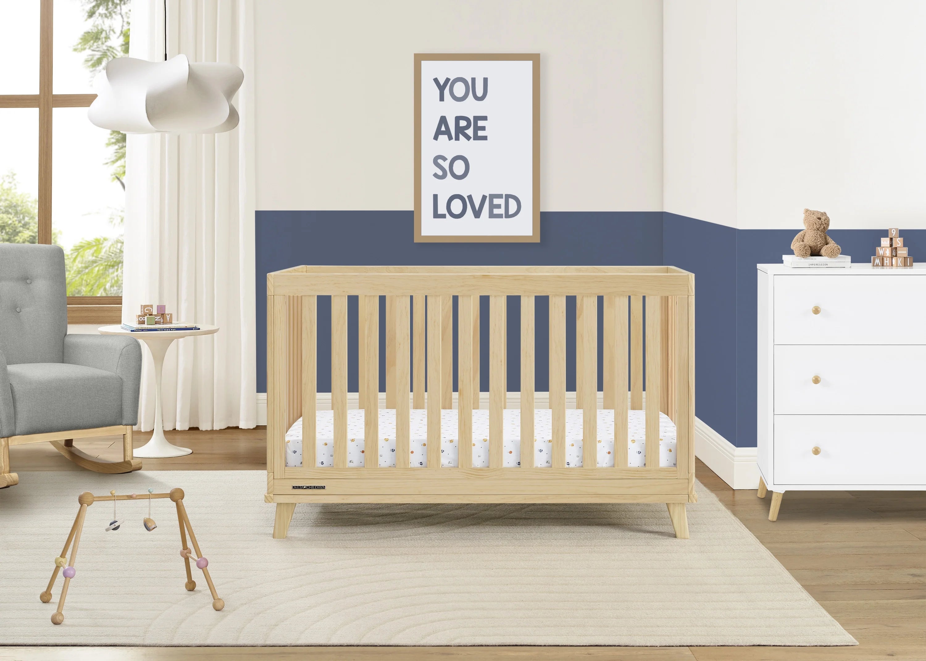 Delta Children Frankie 4 - in - 1 Convertible Crib - Greenguard Gold Certified, Black with Natural